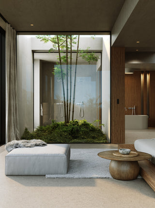 A Solid Surface Bath Suite in Stone and Timber
