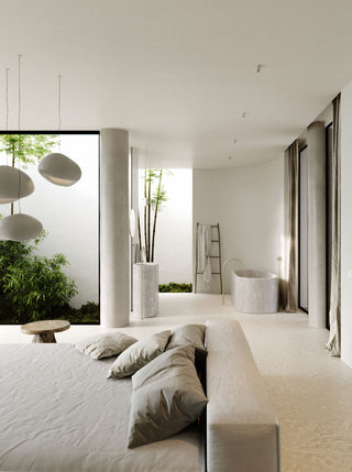 Minimalist Grey and White Marble En Suite Bathroom