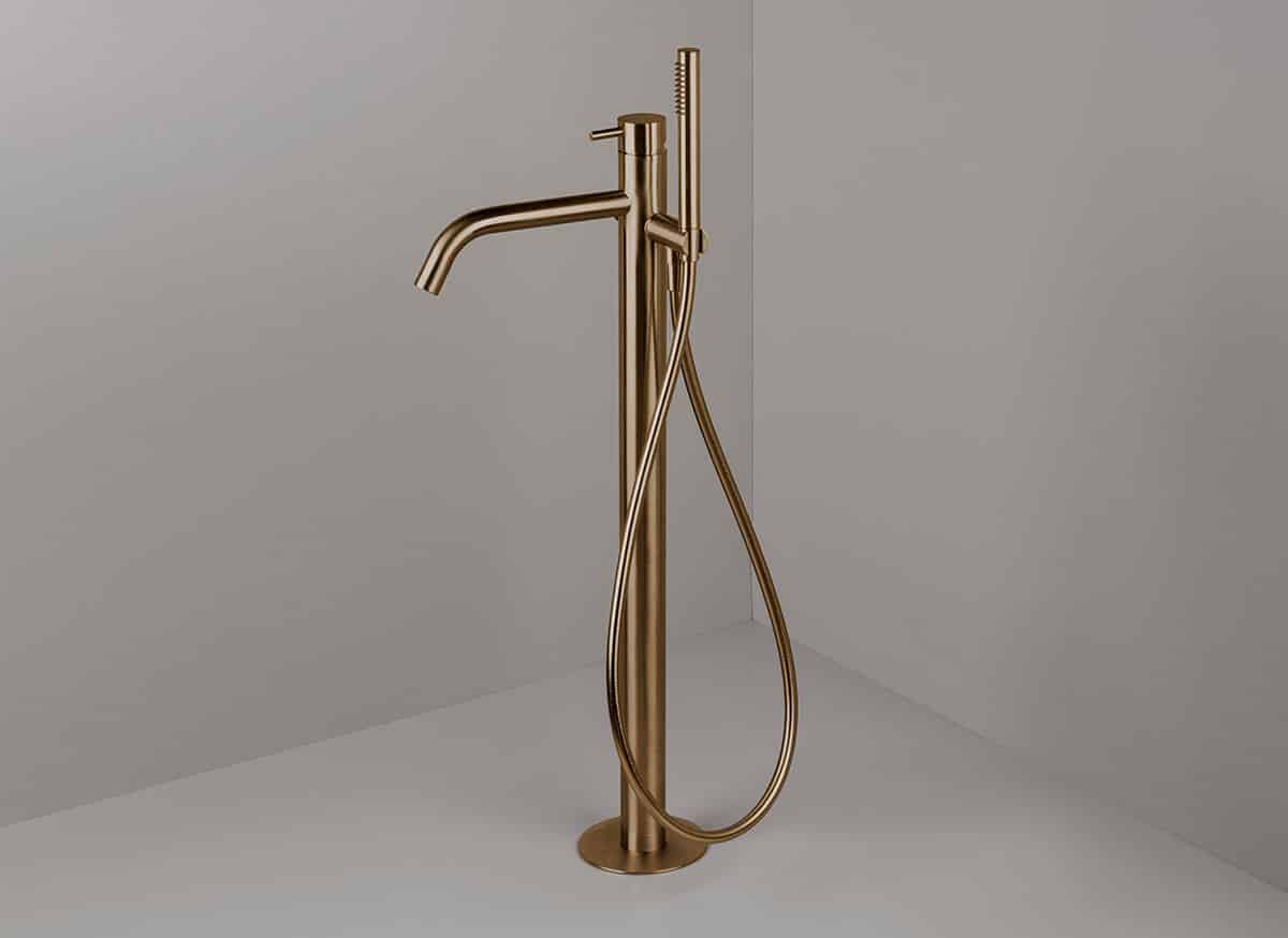 Cocoon Mono 40 Copper Floor Mounted Bath Mixer With Hand Shower