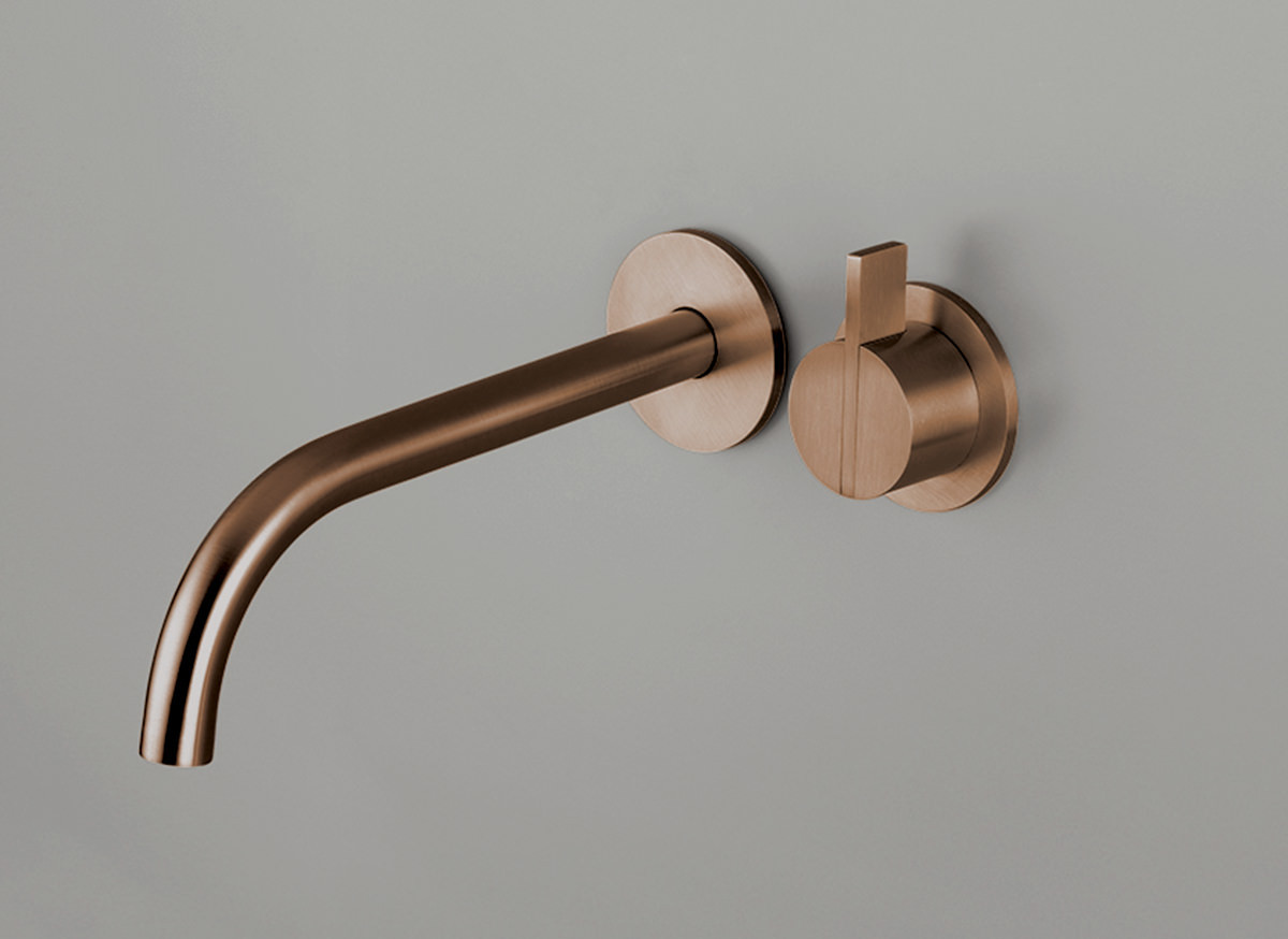 COCOON PB SET01 Wall mounted basin mixer with spout - raw copper