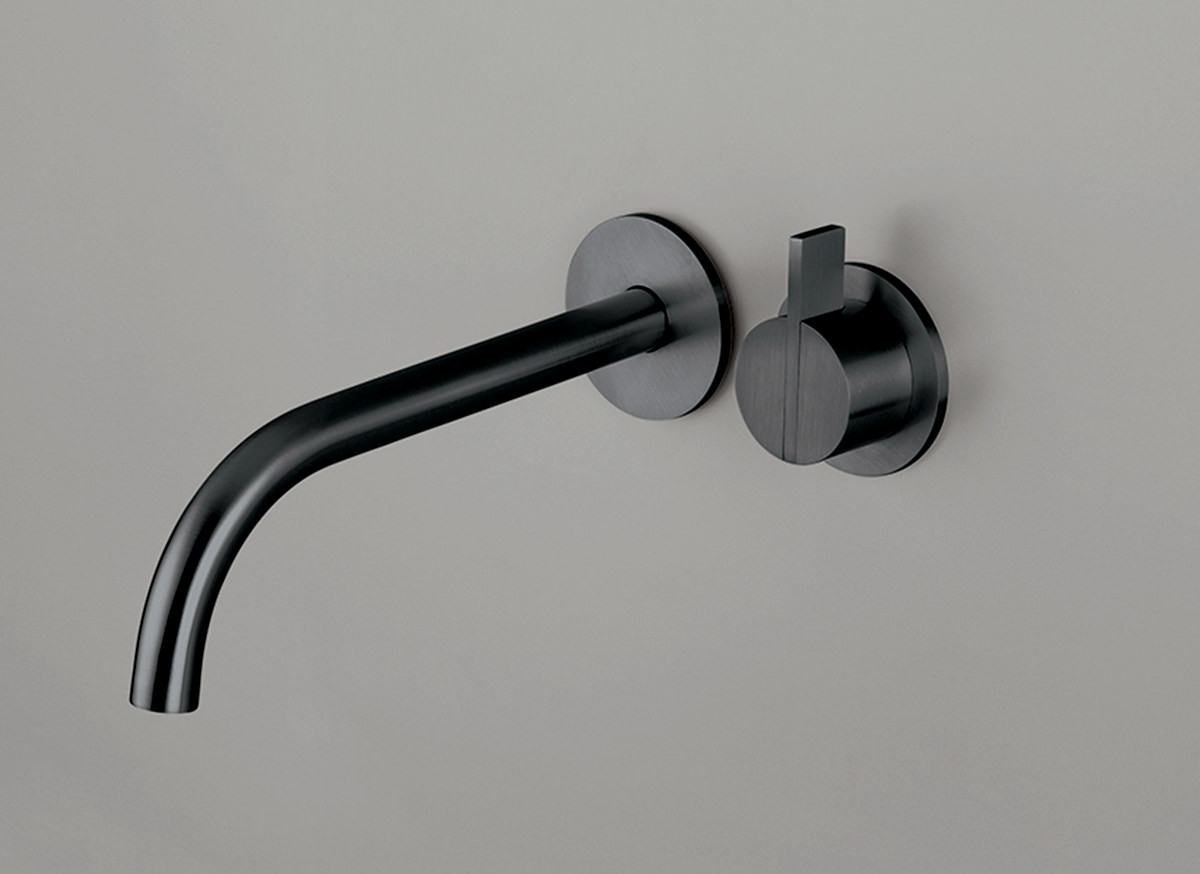 COCOON PB SET01 Wall mounted basin mixer with spout - gunmetal black